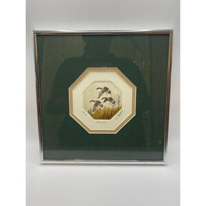 Vintage Bob Lafferandre “Geese” Signed Etching 35/100 Framed 9x9 Wildlife Art